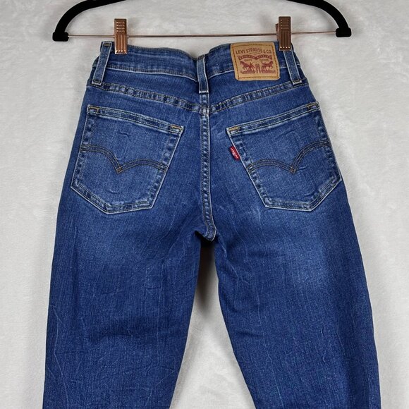 Levi’s Women’s Distressed Skinny Jeans Blue WaterLess W25 L30 High Rise Stretch - Picture 4 of 7